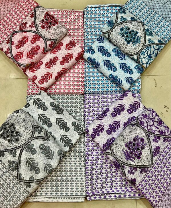 Chevron & Floral Printed Cotton Fabric